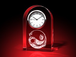 Yin-Yang 3D Kugel - Uhr, Glas rund – GLASFOTO.COM